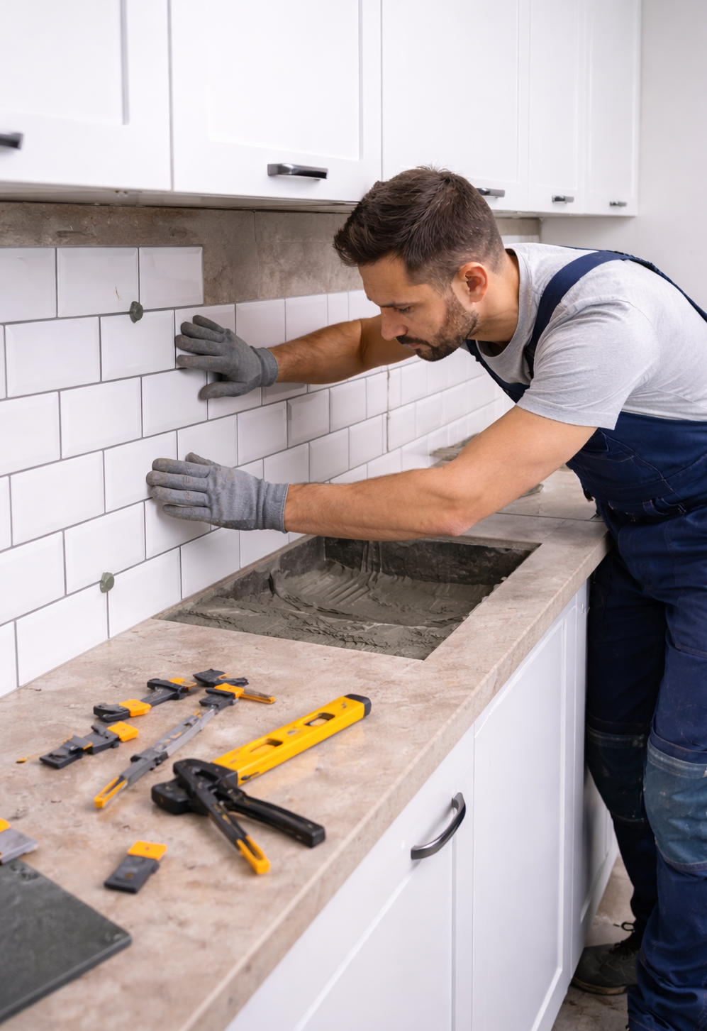 Укладка кухонного фартука керамической плиткой от 2500 ₽/м²